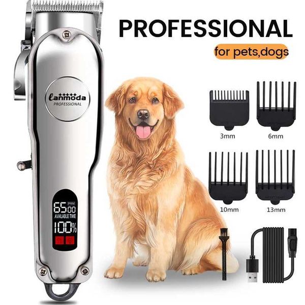 Trimmer de cheveux Professionnel chien Coiffe Clipper tout en métal rechargeable Trimmer pour animaux de compagnie Cat rasoir Machine de coupe beauté Low Noise Q240427