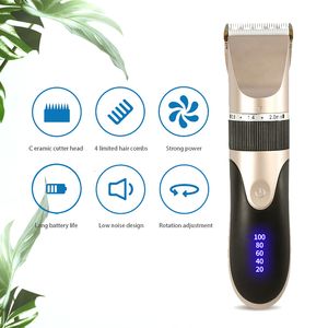 Haar Trimmer Professional Hair Clipper Men's Barber Baard Trimmer Oplaadbare keramische mes Haar snijden Machine volwassen Kid Haircut Low Noise 230508