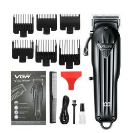 Cortadora de cabello recargable VGR Clipper profesional para hombres Máquina de corte de afeitadora Accesorios de peluquero Corte Machin Barba 230509