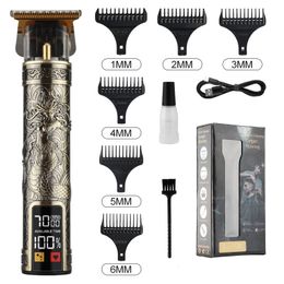 Haartrimmer T9 LCD Elektrische kapper Oliescheerkop Elektrische duwhaak Cansel Elektrische duwer Clipper Hair Precision Trimmer voor mannen zorg 230814