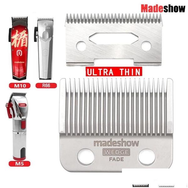 Tondeuse à cheveux Tondeuse Madeshow M5F M10 R66 Wedge Fade Blades Tondeuse à cheveux en acier inoxydable Tra Thin Blade Remplacement Original Cutter Dr Dh6Sb