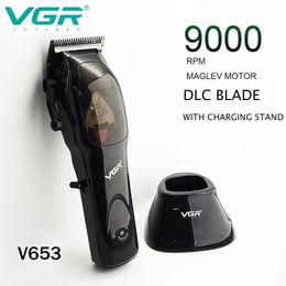 Tondeuse VGR DLC Blade Clipper Professionele 9000 RPM Magnetische Motor Draadloze Kapsel Machine Kapper voor Mannen V653 231102