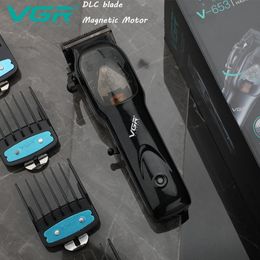 Hair Trimmer VGR DLC Blade Hair Clipper Professional 9000RPM Motor magnético Hair Trimmer Máquina de corte de pelo inalámbrica Barber Clipper para hombres V653 230617