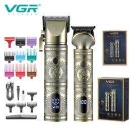 Tondeuse à cheveux VGR tondeuse électrique Machine de découpe professionnelle sans fil coupe de cheveux en métal pour hommes V670 231102