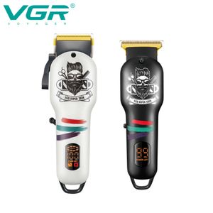 Tondeuse à cheveux VGR Tondeuse à cheveux professionnelle Tondeuse à cheveux Set Affichage LED Lame enduite Machine de coupe de cheveux Rechargeable V699V971 230808