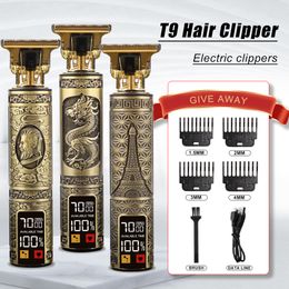 Hair Trimmer Vintage T9 hombres Afeitadora eléctrica para hombres Máquina para cortar cabello Afeitar Hair Clipper Professional Beard Trimmer man drop 230526