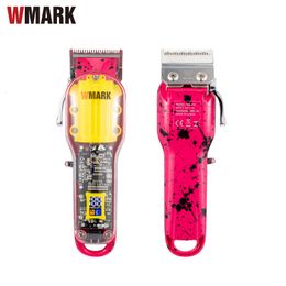 Tondeuse à cheveux WMARK NG-410 Style transparent Lame mobile ultra-mince Tondeuse rechargeable professionnelle avec lame de décoloration 230508