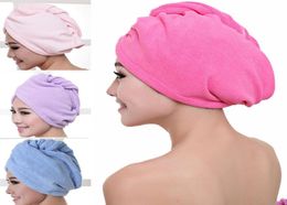 Cheveux serviette turban femme super absorbant Boucheur de douche rapide serviette de serviette de cheveux de salle de bain sèche coton 6025 cm ewc14478536497