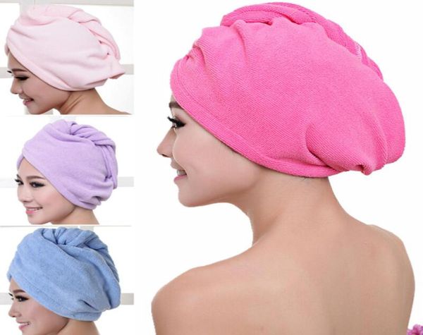 Cheveux Turban serviette femmes Super absorbant bonnet de douche serviette à séchage rapide microfibre cheveux secs salle de bain bonnet de cheveux coton 6025 cm EWC14472095163