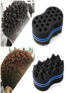 Brosse éponge torsadée pour cheveux, deux côtés, vague d'effroi, torsion, Afro, barbier, boucles, 8215633