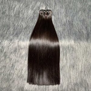 Hair Wafts Beau paquet de cheveux humains raides de haute qualité 15a Grade Straitement Human Natural Black 1/3 morceau Long Hair Pouleau Q240529