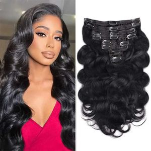 Coiffes Clift Clip de corps Black Female Extension 100% Extension des cheveux humains vierges non transformés # 1B NATUREL NOIR Q240529