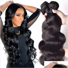 Coiffes Brésilien Human Remy Virgin Body Wave Wavels Faire des extensions non transformées Couleur naturelle 100g / paquet Double 3Bundles / Lot Drop del Dhse1