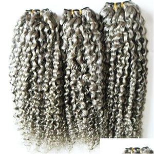 Haarreglaadjes Grijs Braziliaanse Kinky Kinky Kinky Weave Bundels 100% Human 3PCS Natuurlijke niet -Remy Extensions 3 kan druppel leveringsproducten kopen Dhizi