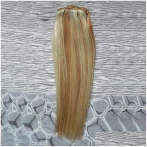 Haaroverscheuren Maleisische maagdelijk rechte 27/613 Blonde Weave Bundels 100G 1PCS Human Extensions Dubbele inslag Druppel leveringsproducten Dhopt