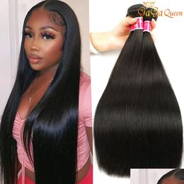 Haarinslagen Nertsen Braziliaanse Straight Bundels 30Inch Virgin Body Wave Human Weave Extensions Gagaqueen Drop Delivery Producten Dhwk4