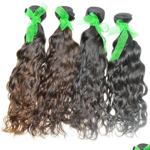 Trames de cheveux Extensions humaines péruviennes ondulées non transformées 3 pièces/lot en vente produits de livraison directe Dhwdx