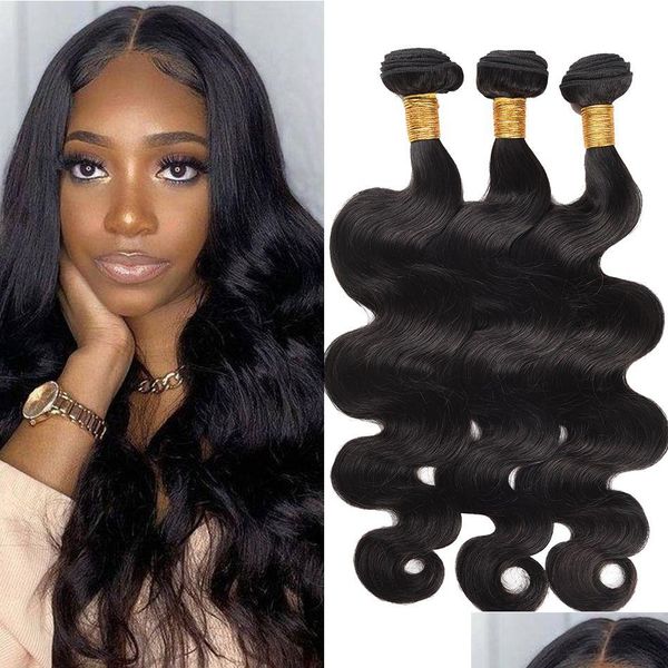 CAPAL LEADS PERUVIAN WEAVE 3 PITES BUNDLES DE OVILLA COALIZACIÓN Humana 10-28 Productos de entrega de caída natural Extensiones DHTN5