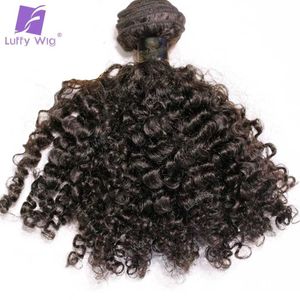 Haaroverscheuren Echte Mongolië Kinky Kinky Kinky Human Hair Bundels Remy Human Hair Extensions 3C 4A Black Luffy Dames Dubbele geborsteld geweven stof Q240529