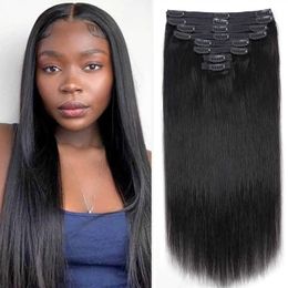 Coiffes Clift Clip Stryme Extension de cheveux 100% non transformés en pleine tête brésilienne Virgin Hair Natural Black 1b Convient pour les femmes noires Clip Style Q240529