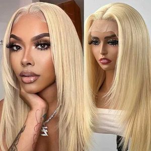 Perruques de cheveux Coupe de cheveux en couches 613 Blonde Lace Front Wig Naturel Droite Blonde Cheveux Chaleur Fibre Synthétique Perruques Cosplay Usage Quotidien 240306