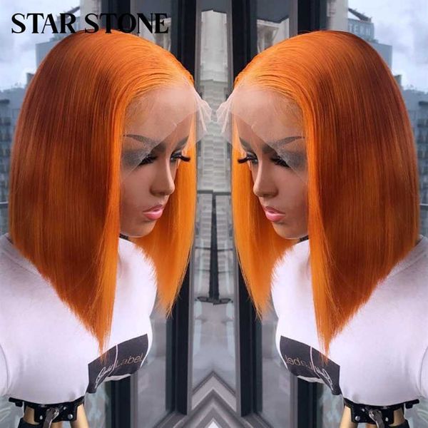 Perruques de cheveux Ombre Couleur Court Bob 1b orange Humain Lace Front Droit Brésilien Remy pour les Femmes Sans Colle Fermeture 230510