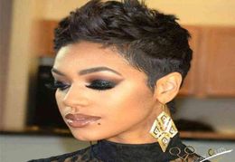 Haarpruiken Korte recht bruin Pixie Cut Wig Human for Black Women Part Lace Ombre Blonde Bourgundy Braziliaanse Remy Allure 2207227016107