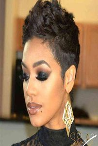 Haarpruiken Korte recht bruin Pixie Cut Wig Human for Black Women Part Lace Ombre Blonde Bourgundy Braziliaanse Remy Allure 2207222419404