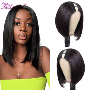 Perruques de cheveux droites v partie Bob court humain pour les femmes sans laisser de colle u rangée indien Remy naturel 230510