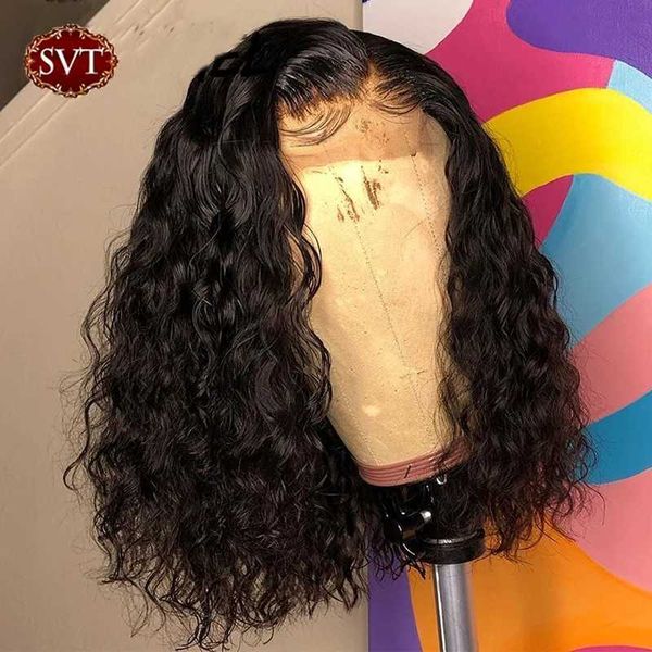 Pelucas de cabello Svt brasileño onda de agua corto Bob encaje cierre frontal peluca pelucas de cabello humano ondulado rizado frontal para mujeres preplucked 231122