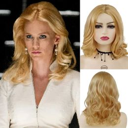 Perruques de cheveux synthétiques blonde perruque longue bouclée pour les femmes mode naturelle coiffure maman cosplay costume Halloween fête 240306