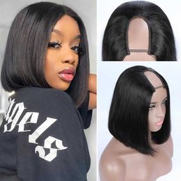 Perruques de cheveux u Part Bob Human brésilien pour les femmes sans colle avec des clips sur la couleur naturelle droite 230413