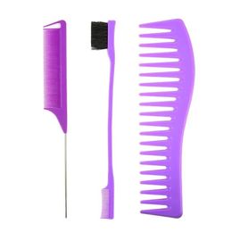Peinado peine juego de púrpura juego púrpura de doble cabeza teñido colorante acero aguja de acero