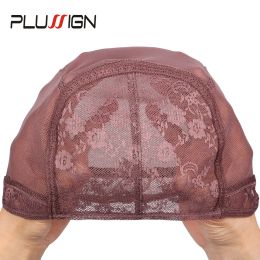 Haarnetjes Verstelbare Pruik Cap S/M/L/Xl Vier Maten Mesh Pruik Cap Weave Net Zwart Bruin 6 stks/partij Groothandel Plussign Kant Cap Voor Het Maken Van Pruiken