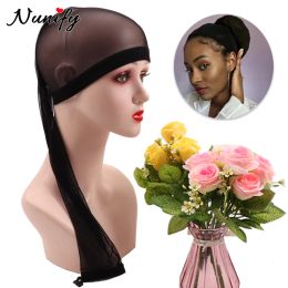 Redecillas para el pelo, manga trenzada de pelo largo para Locs, gorra de malla de LICRA para peluca con ajustable para tejer, redecilla de encaje negro para trenza sin nudos, 5 uds.