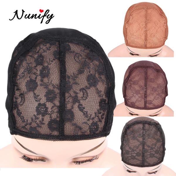 Filets à cheveux Nunify Bonnets de perruque en dentelle suisse extensible réglable pour faire des perruques XL/L/M/S Outils de perruque de tissage brun noir Bonnets de perruque en dentelle Weave Cap