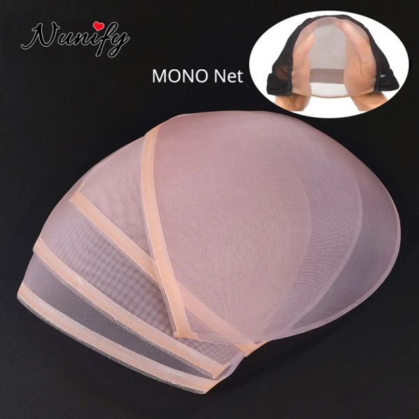 Filets à cheveux Nunify Mono Elastico bonnet de perruque Transparent 35 pièces/lot filet de cheveux élastique réglable Snood casquettes de dentelle suisse Invisible dentelle frontale