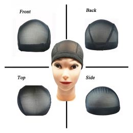 Filets à cheveux extensibles, bonnet de tissage noir et Beige, bande élastique, filet en maille de Nylon, Style dôme, bonnet de perruque en maille pour la fabrication de perruques cousues dans des filets à cheveux