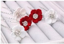 Épingles à cheveux Corée style cheveux mariée perle épingles à cheveux pour filles prune fleurs cheveux accessoires en gros mariée diadème HT051