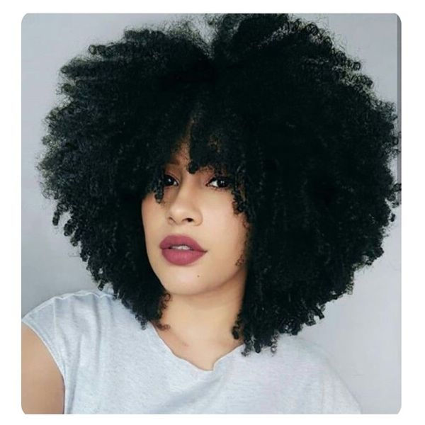 Peinado mujeres suave Afro Kinky Pelo Rizado peluca natural pelucas de máquina africano americano mongol Remy negro