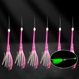 Hairtail String Hook Luminous mes Vishaak Anti bijt Zee visserij sabiki rigs vishaken bionische inktvis haak visserijgroep