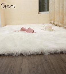 Tapis poils de la peau de mouton peint en fourrure pelucheux de la chambre pelucheux fausses tapis de textile artificiel lavable tapis carrés décor 9417508