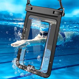 Haiskky 10.5 "Sage de rangement de natation grand sac imperméable pour cartes de téléphone Lonyard tactile sac à écran de plage accessoires