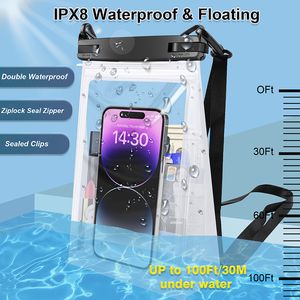 Haissky mise à niveau de la poche de téléphone imperméable pour iPhone 14 Pro Max 14 plus 13 12 11 grands sacs de rangement de natation pour Samsung S23 Ultra