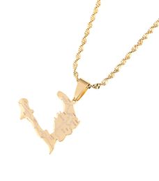 Haïti Country Carte avec Nom de l'État Colliers Pendant pour WomengirlSayiti Gold Color Bijoux Cadeaux Carte d'Haïti9286597