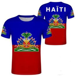 Haiti masculino jovem estudante personalizado nome número t camisa bandeira casual t camisa impressão pos menino roupas224y