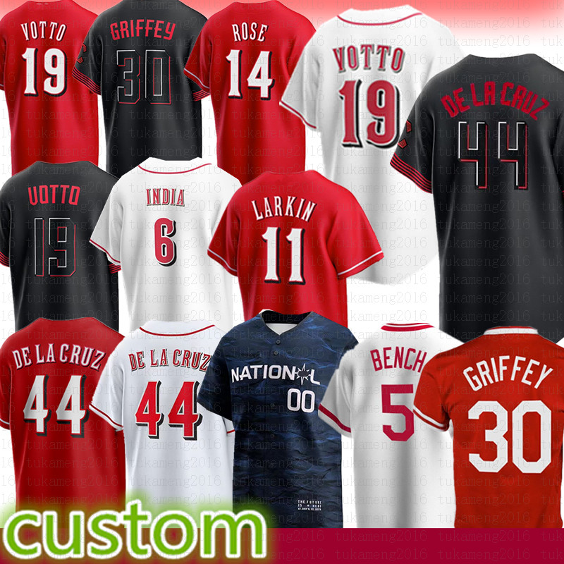 44 Elly de la Cruz 야구 저지 Joey Votto Reds Jonathan India Ken Griffey Jr. Barry Larkin Cincinnatis Joe Morgan Pete Rose Hunter Greene Johnny Bench Wil Myers