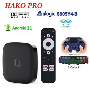 HAKO Pro Smart TV Box Android 11 Certification Gogle Amlogic S905Y4 Dual Wifi BT5 4K TV Box Lecteur multimédia Décodeur avec mini clavier D0by en option