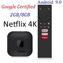 HAKOMINI TV Box NETFLIX 4K Google Gecertificeerd AmLogic S905Y2 2GB DDR3 8GB Prime Video BT4.2 2.4G 5G DUAL WIFI 1000M Ethernet