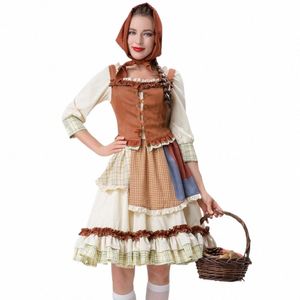 Halen Adulte Petit Chaperon Rouge Stage Play Idyllic Manor Farm Maid Party Costume Z3SI #